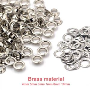 100sets Messing Material Silber 4mm 5mm 6mm 7mm 8mm 10mm Tülle Öse Mit washer Fit Leder Handwerk Schuhe Gürtel Kappe Zubehör