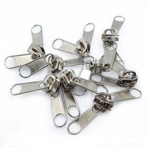 10 teile/los Silber Farbe 5 # Doppelseitige Nylon Zipper Slider Fashion Zipper Puller DIY Handarbeit Tasche Gepäck AA7663