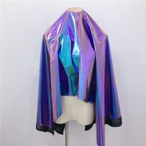Mode Glänzenden Spiegel farbige Lila PU Leder Stoff Farbe ändern PU Künstliche Leder Nähen Material für DIY Kleidung