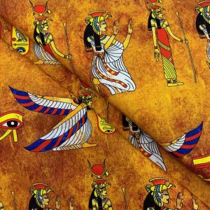 Schöne 100% Baumwolle Stoff Gelb Königin von Ägypten Muster Stoff Digitaldruck Nähen Material DIY Hause Patchwork Kleid Kleidu