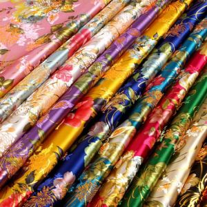 Breite 19,7 "Chinesische Gold Seide Weben Jacquard Brokat Kleid Kimono Material Pfingstrose serie Durch die Halb Hof