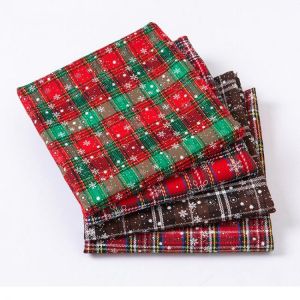 Polyester baumwolle Weihnachten plaid stoff Gestrickt tuch Benutzerdefinierte schneeflocke druck patchwork Weihnachten dekoration 