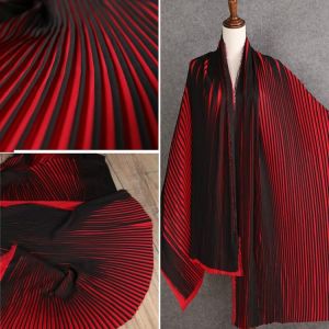 Rötlich Schwarz Kräuselte Gefaltete Chiffon Stoff Solide Für Kleid Kleidung Materialien, durch die Meter
