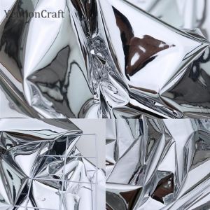 COSPLAY HEAVEN SHINY fabric Chzimade 50x137cm Silber Reflektierende Spiegel Tuch Wasserdichte Kleidung Kreative Bekleidungs doppelseitige Silber Spiegel TPU S