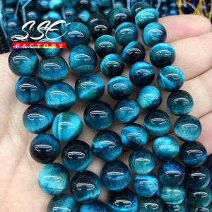 5A Qualität Natürliche Stein Blau Tiger Eye Perlen Runde Lose Perlen 6 8 10 12mm Für Schmuck Machen DIY charme Armband 15 &quot