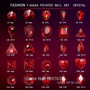 20 teile/paket rot pointback glitter kristall glas nägel strass maniküre diamant ornament stein edelstein 3D nagel kunst DIY Dek