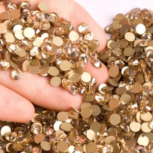 YANRUO Crystal Golden Shadow Non Hotfix Flat backs Crystal Rhinestones All Sizes Gold Stones Beads Nails Art Craft