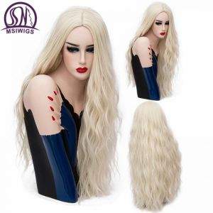 MSIWIGS 70 CM Lange Rosa Wellenförmige Perücken Cosplay Natürliche Synthetische Frauen Blonde Perücke 29 Farben Hitze Beständ