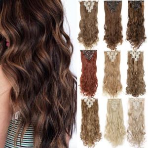 COSPLAY HEAVEN Extensions - Wavy / Curly S noilite 24 zoll 140g 8 Teile/satz Clip in auf Haar Extensions 18 Clips ins Lockige Natürliche Haarteile synthetische clip in ha