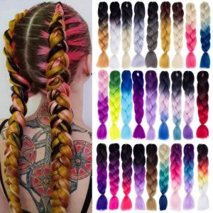 SHANGKE 100g 24 Inch Synthetische Flechten Haar Großhandel Ombre Mehrere farbe mischen Haar Zöpfe Jumbo Synthetische Haar zöpfe