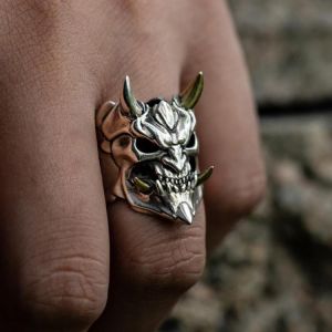 Vintage Herren Horror Wut Schädel Ring Gothic Punk Biker Skeleton Ringe für Männer Partei Schmuck Halloween Geschenke