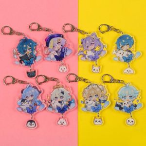 Anime Genshin Auswirkungen Keychain Cosplay Figur Keqing Xiao Acryl Zubehör für Mädchen Niedliche Tasche Anhänger Schlüssel R