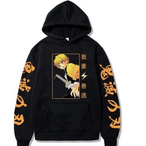 Anime Dämon Slayer Hoodies Agatsuma Zenitsu Gedruckt männer Sweatshirt Harajuku Streetwear Casual Unisex Pullover