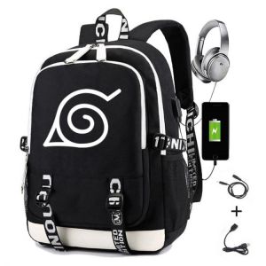 Männer Anime Rucksack Student Schule Tasche mit Usb Lade Druck Gaara Sasuke Uchiha Laptop Lässig Reise Rucksäcke