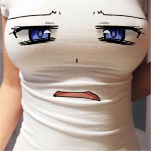 Frauen Lustige 3D Augen Gedruckt T shirt Sexy Anime Cartoon Niedlichen Ausdruck Zwangsjacke Kurzarm T shirts Tops Damen Schlanke T
