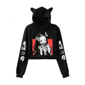 Hot Japanischen Anime Dämon Slayer Kimetsu Keine Yaiba Katze Ohr Hoodies Frauen Kawaii Dämon Slayer Nezuko Kamado Grafik Katze O