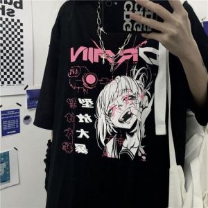 NiceMix vintage anime cartoon t shirt frauen kleidung gothic t shirt streetwear print lose tops Koreanische sommer schwarz t shirt