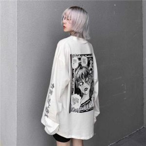 NiceMix Cartoon Horror Grafik T shirt Frauen Charakter Drucken Lose Punk Japanischen T Shirts Pullover Top Harajuku Straße Tees