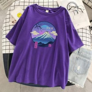 Vaporwave Mount Fuji Memorial Japan Stil T Shirt Frauen Heißer verkauf Marke Top Oansatz Casual Kleidung Neue Sommer Kurzarm T he