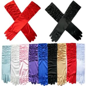 Klassische Erwachsene Schwarz Weiß Rot Grau Haut Oper/Ellenbogen/Handgelenk Stretch Satin Finger Lange Handschuhe Frauen Flapper 