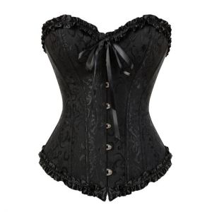 COSPLAY HEAVEN FullBody Bodysuits Korsett Top Sexy Zip Floral Korsett Overbust