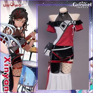 UWOWO Spiel Genshin Auswirkungen Fanart Band Ver. Xinyan Cosplay Kostüm Halloween Party Rolle Spielen Outfit Volles Set