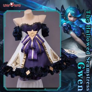 UWOWO LOL Gwen Cosplay Kostüm League of Legends Die Hallowed Näherin Schlacht Lolita Kleid Wunderschöne