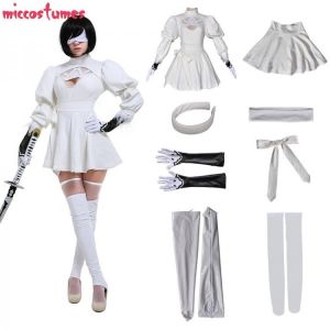 2B Weiß Cosplay Kostüm 2B Frau Halloween Outfit