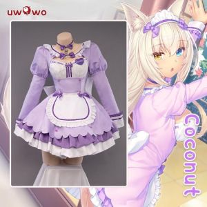 UWOWO Anime Nekopara vol.4 Coconut Maid Kleid Cosplay Kostüm Nette Lila Kleid