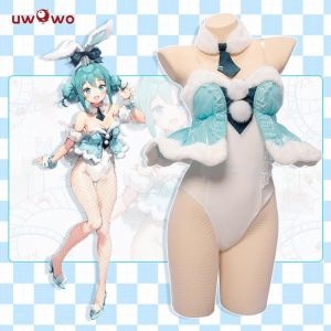 UWOWO Mikuu Cosplay Hatsunee Kostüme Sexy Weiß Bunny Mädchen Werden Nette Hasen VOCALOID Mikubunny Ver. Overall Kaninchen Mädc