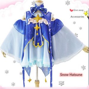 Virtuelle Sänger Schnee Miku Cosplay Voller Anzug VOCALOID Miku Perücke Kostüm Sterne und Schnee Prinzessin Kleid Cos Requisite
