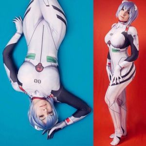 COSPLAY HEAVEN Evangelion Halloween Anime Ayanami Rei Overalls Cosplay Kostüm Unisex Zentai Catsuit Mädchen Bodysuit