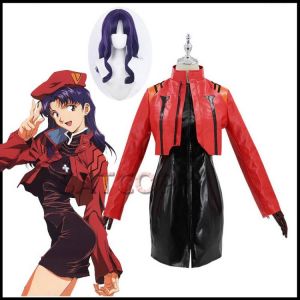 COSPLAY HEAVEN Evangelion Anime Evangelion Cosplay Misato Katsuragi Cosplay Kostüme Kleid Mantel Uniformen Halloween Frauen Kostüm